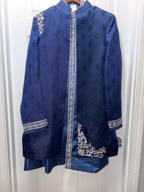 Source Unknown Blue Embroidered Men's Tuxedo Jacket